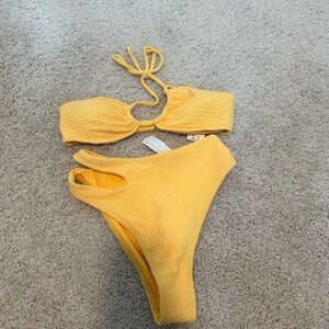 Abercrombie & Fitch Yellow Bikini Set with Cover Up